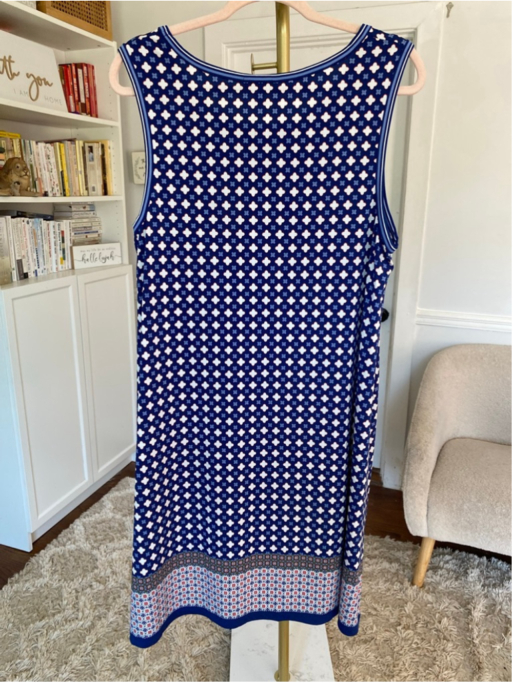 Max Studio Printed Knee Length Dress XL Boho Resort Quiet Luxury Parisian Beach - Picture 4 of 8